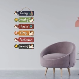 Art Vibes Family Quotes Decorative Wall MDF Wooden Wall Hanger for Living Room | Bedroom | Home Decor | Gifts | Wood Hangings for Home Decoration | Modern works (WH_6004N), Set of 6