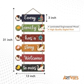 Art Vibes Family Quotes Decorative Wall MDF Wooden Wall Hanger for Living Room | Bedroom | Home Decor | Gifts | Wood Hangings for Home Decoration | Modern works (WH_6004N), Set of 6
