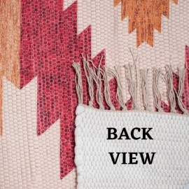 HOMA DORN Chindi Handmade Printed Modern Dhurrie/Rugs/Carpet for Living Room/Drawing Room Enhanced Decor for Bedroom (Multicolor, 2 Feet x 3 Feet)