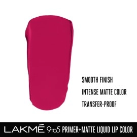 LAKM 9 to 5 Primer + Matte Liquid Lipstick - Mp2 Power Pink, 4.2 ml