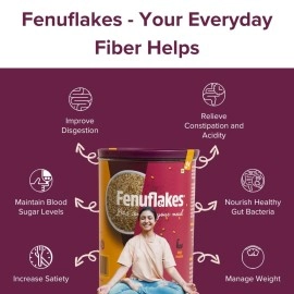 Fenuflakes 300g Fiber supplement | Bloating,acidity,&constipation relief |High Protein|Prebiotic fiber| low carbs |Aids in managing blood sugar levels |Neutral in taste |Add to any food| 30 servings.