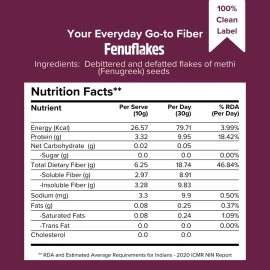Fenuflakes 300g Fiber supplement | Bloating,acidity,&constipation relief |High Protein|Prebiotic fiber| low carbs |Aids in managing blood sugar levels |Neutral in taste |Add to any food| 30 servings.