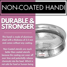 EVMASTU Tamra Biryani Handi-3.7 LTR|Chicken Mutton Rice Fish Curry Cooking Pot,Heavy Bottom Cookware,Degh,Utensil|3.5MM Thick Durable Wide,Handcrafted Unbreakable Kadai,Uruli