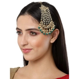 Karatcart Green Tumble Gold Plated Handcrafted Kundan Passa for Women