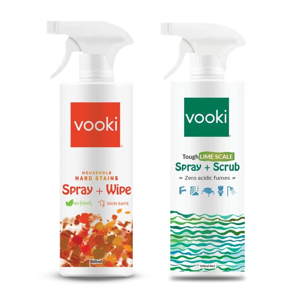 Vooki Ecofriendly Hard Stains Spray and Lime Scale Stain Descaler Remover Spray, 500 Ml Each - (Combo Pack of 2)