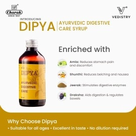 Charak Dipya Syrup - Ayurvedic Digestive Care Syrup | Syrup For Digestion Acidity Gas and Bloating Ayurvedic Tonic, boosts digestive immunity Stomach Pain - Acidity, Indigestion (450ml -Pack of 1)
