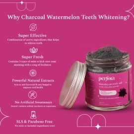 Perfora Charcoal Teeth Whitening Powder | Enamel Safe & Effective Teeth Whitening Solution| Charcoal Formula for Strong Whitening | Suitable for all teeth type | Watermelon Mint Flavour