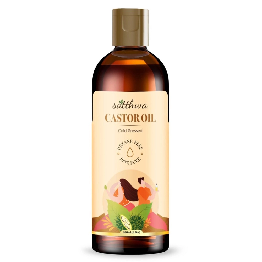 Satthwa Cold Pressed Castor Oil (Arandi ka Tel) for Moisturising Skin, Stronger Hair, Nail & Eyelash, Hexane Free, Pure & Virgin Grade for Men and Women - 200ml