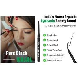 Organic Netra Pure Black Kajal Waterproof, Smudgeproof & Long Lasting for Normal Skin Type Enriched with Natural & Organic Ingredients Upto 12Hrs, Matte Finish (Pack of 1)