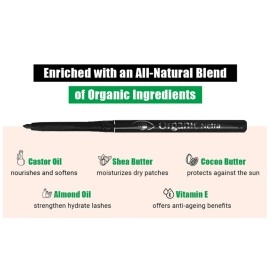 Organic Netra Pure Black Kajal Waterproof, Smudgeproof & Long Lasting for Normal Skin Type Enriched with Natural & Organic Ingredients Upto 12Hrs, Matte Finish (Pack of 1)