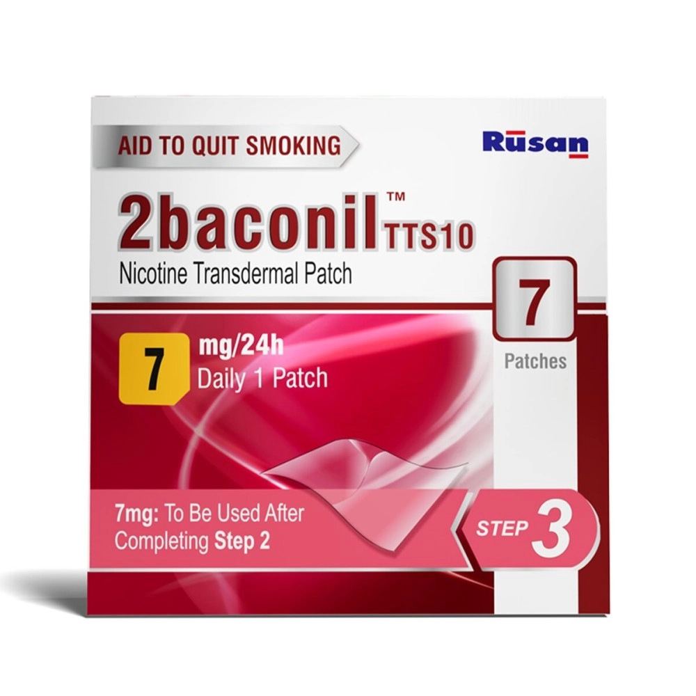 Rusan 2baconil Nicotine Transdermal Patch 7mg/24h | Helps to Quit Smoking | 7 Patches (Step 3)