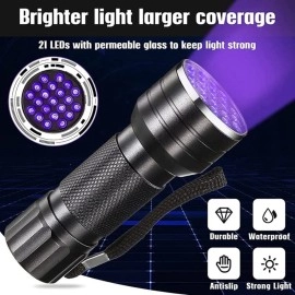 NEXT GEEK 395-400nm 21 LED UV Light Torch Flashlight Waterproof Comes with 3 Operating Mode