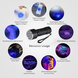 NEXT GEEK 395-400nm 21 LED UV Light Torch Flashlight Waterproof Comes with 3 Operating Mode
