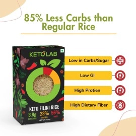 Ketolab Keto Orzo Rice, 400 Gms, 1 Pack, 3.5g Net Carb & 16g High Protein/Serving, Identical to Regular Rice, Ultra Low Carb, Pre-Biotic High Fibre, Low Glycemic Index(GI), For Keto Diet & Weight Loss