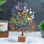 HindCraft Chakra Tree, Crystal Tree for Positive Energy - Crystals & Healing Stones - Feng Shui Seven Chakra Tree of Life Decor - Home Decorations for Living Room, 7 Chakra Tree, 200 Beads, 8-10