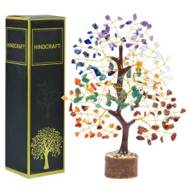 HindCraft Chakra Tree, Crystal Tree for Positive Energy - Crystals & Healing Stones - Feng Shui Seven Chakra Tree of Life Decor - Home Decorations for Living Room, 7 Chakra Tree, 200 Beads, 8-10