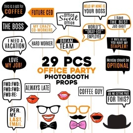 Zyozique 29 pcs Office Party Photo Booth Props, Funny Adult Work Party for Office Birthday Party Celebration