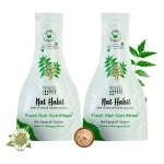 Nat Habit - Back To Natural Secrets Everyday Neem Bhringraj FRESH Hair Mask| Anti-Dandruff, Itch Control & Hair Smoothening | Dry, Frizzy Hair Treatment| Castor, Coconut, Amla - 40 g (Pack of 2)