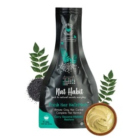 Nat Habit Curry Sesame NutriMask Fresh Hair Mask For Grey Hair, Conditioning, Smoothening, Strengthen & Shine, Suitable For All Hair & Scalp Types (Pack of 2 x 40 gm)