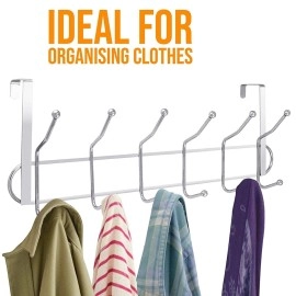 DOCAT Over The Door Hanger Hooks for Clothes Hanging Heavy Duty Hooks for Kitchen Bedroom Bathroom Accessories Items Hanging Organizer Rack with No Hole Drilling Required (Steel 12 Hook)