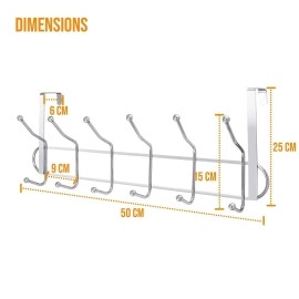 DOCAT Over The Door Hanger Hooks for Clothes Hanging Heavy Duty Hooks for Kitchen Bedroom Bathroom Accessories Items Hanging Organizer Rack with No Hole Drilling Required (Steel 12 Hook)
