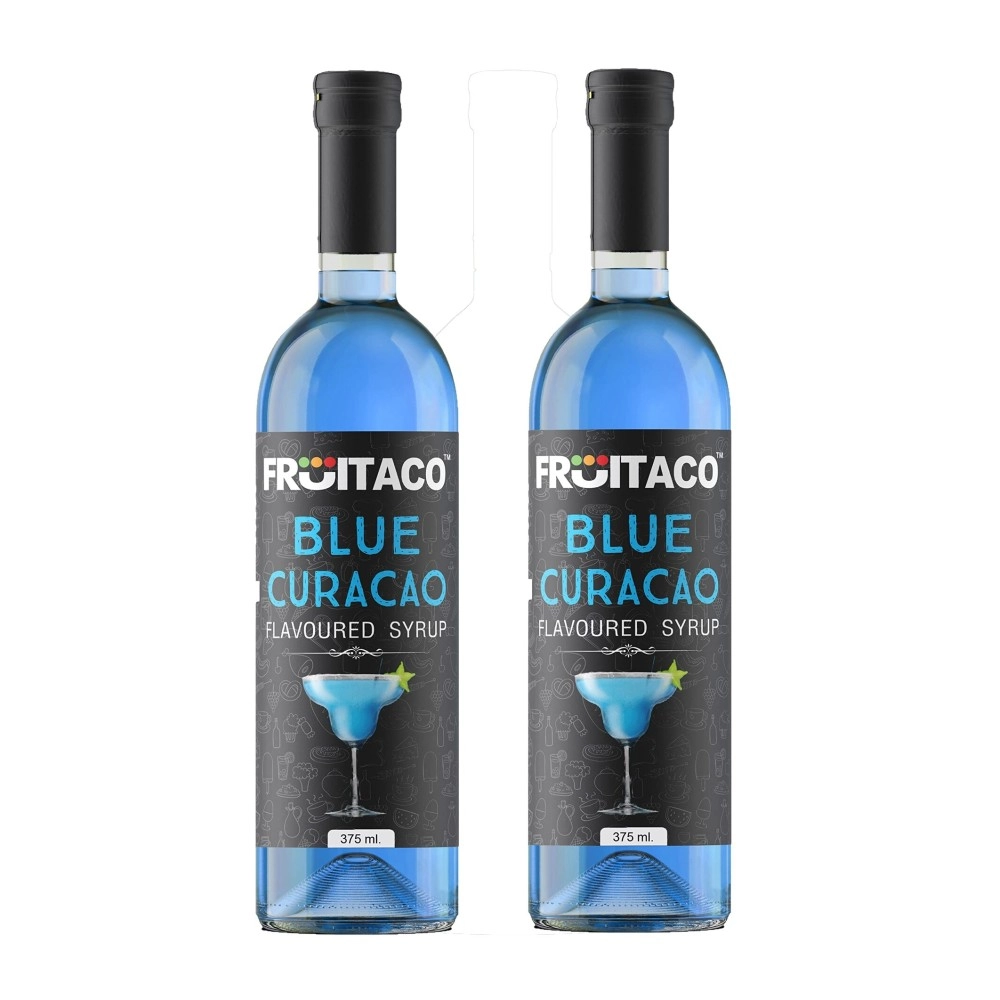 Fruitaco Blue Curacao Flavoured Bar Syrup, 750ml Bottle | Suitable for Cocktails, Mocktail, Drinks, Juices, Beverages and More | Non Alchoholic Mix | 25 Flavours Available