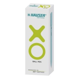 Hauser XO 0.7mm Ball Pen Box Pack | Sleek Body & Minimalistic Design | Matt Finish & Solid Body Type | Low Viscosity Ink With Ultra Durable Tip | Blue Ink, Pack of 10 Pens