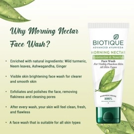 Biotique Morning Nectar Moisturize & Nourish Face Wash For Visibly Flawless Skin All Skin Types, 100ml
