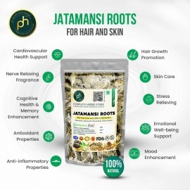 PHs Organic Jatamansi Roots for Hair Growth 50gm Full Roots (Full of Oil A Grade Clean) Bal Chad | Nardostachys Jatamansi | Spikenard | Musk Root | For Hair growth and SkCare