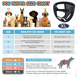 Qpets 1 Pcs Pet Use Breathable Reusable Female Dogs Diapers with 3 Absorbption Cotton Pad Comfort Reusable Doggy Diapers for Female Dog, Puppy(XL,Recommended Waist 16\'\'-21\'\')