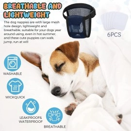 Qpets 1 Pcs Pet Use Breathable Reusable Female Dogs Diapers with 3 Absorbption Cotton Pad Comfort Reusable Doggy Diapers for Female Dog, Puppy(XL,Recommended Waist 16\'\'-21\'\')