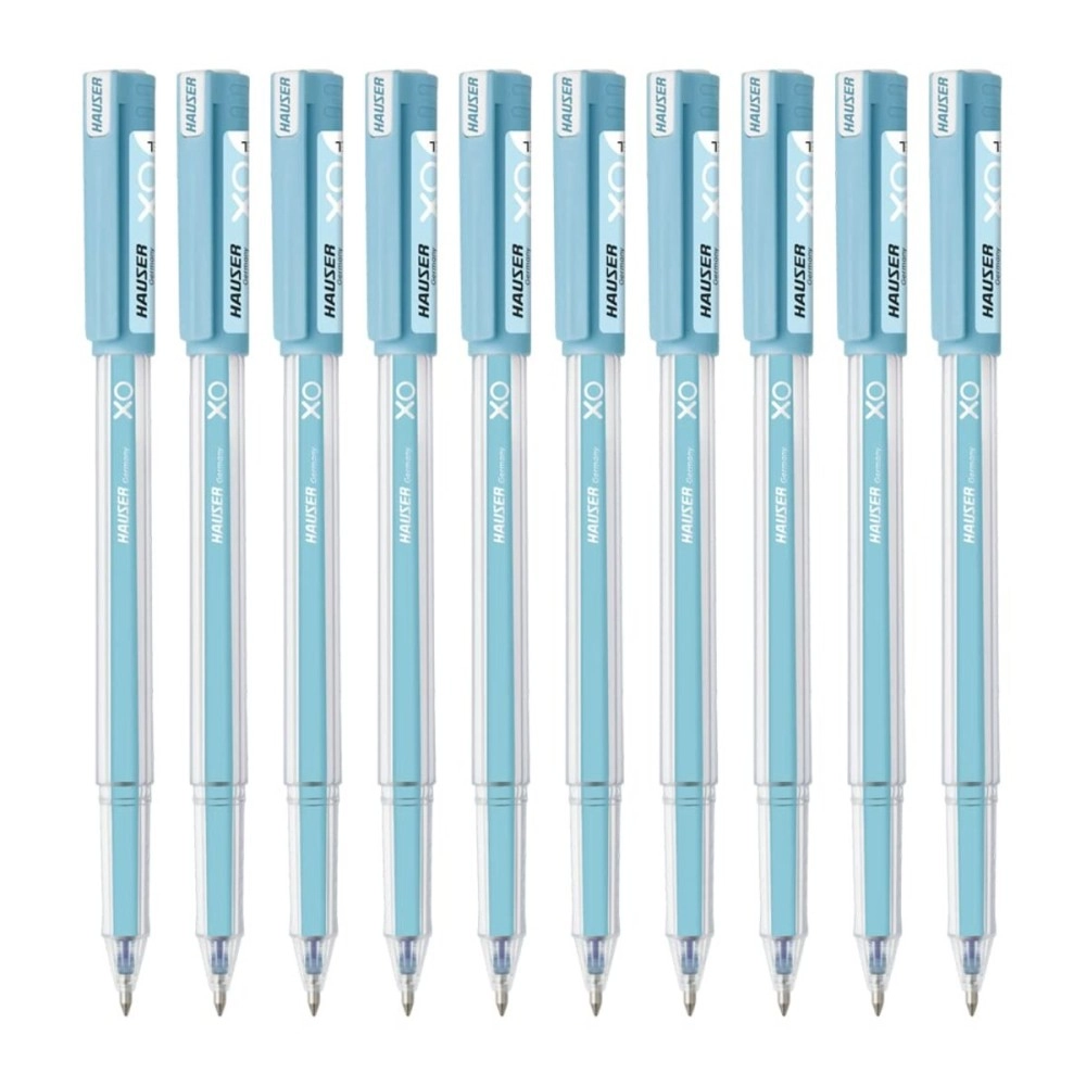 Hauser Germany XO Jumbo Gel Pen Box Pack | Water Proof Ink For Smooth Flow System | Comfortable Grip With Smudge Free Writing | Smooth, Sturdy & Refillable Pen | Blue Ink, Pack of 10 Pens