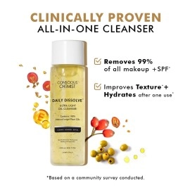 Conscious Chemist Ultra Light Oil Face Cleanser (100ml) With Olives | Removes Makeup, SPF And Impurities For Soft & Glowing Skin | 100% Natural Oils | Cruelty Free