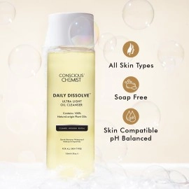 Conscious Chemist Ultra Light Oil Face Cleanser (100ml) With Olives | Removes Makeup, SPF And Impurities For Soft & Glowing Skin | 100% Natural Oils | Cruelty Free