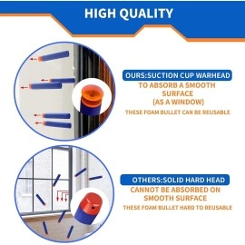 VGRASSP Soft Foam Suction Bullets Darts for Toys Guns -Sticky Safe Bullets Compatible with Nerf N-Strike and Blaze Storm Blaster Guns (Pack of 20)
