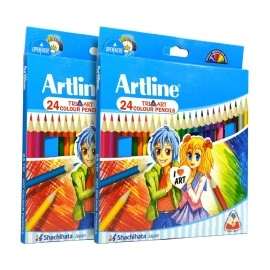 Ondesk Artline Tri-Art Triangular 24 Shades Colour Pencil Set | Pencil Set for Drawing Sketching Shading for Artists, Professionals & Students | Multicolor | Pack of 1