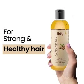 Rey Naturals Sweet Almond Hair Oil (Badam Oil) | 100% Pure, Cold Pressed Almond Oil For Face, Skin & Hair | Rich In Vitamin-E | Oil For Soft, Shiny & Dandruff Free Hair | 200ml