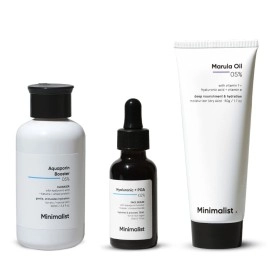 Minimalist Dry Skincare Kit, Routine Kit For Unisex, Face Wash, Moisturizer & Serum Combo
