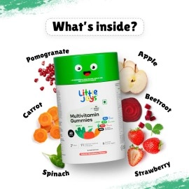 Little Joys Multivitamin Gummies (2-6 years) | 60 Days Pack | No Sugar Added | Strawberry Flavour | Boosts Immunity, Bone Density & Eyesight