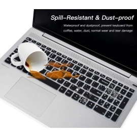 Saco Silicone Skin Keyboard Cover Compatible for Lenovo IdeaPad Slim 3 15.6 Inch Thin & Light Laptop 82H802FHIN 82H803GTIN 82RK0085IN 82H802XTIN 82RK006DIN - Launch Year 2022 - Black