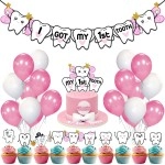 ZYOZIQUE 37 Pcs -I Got My First Tooth Decoration/First Tooth Decoration/First Tooth Decoration Items for Baby/My First Tooth Decoration/1st Tooth Photoshoot Decoration-Colour Pink