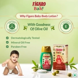 Figaro Baby Lotion with Goodness of Natural Olive oil enriched with vitamin E, Dermatologically tested, 100 ml