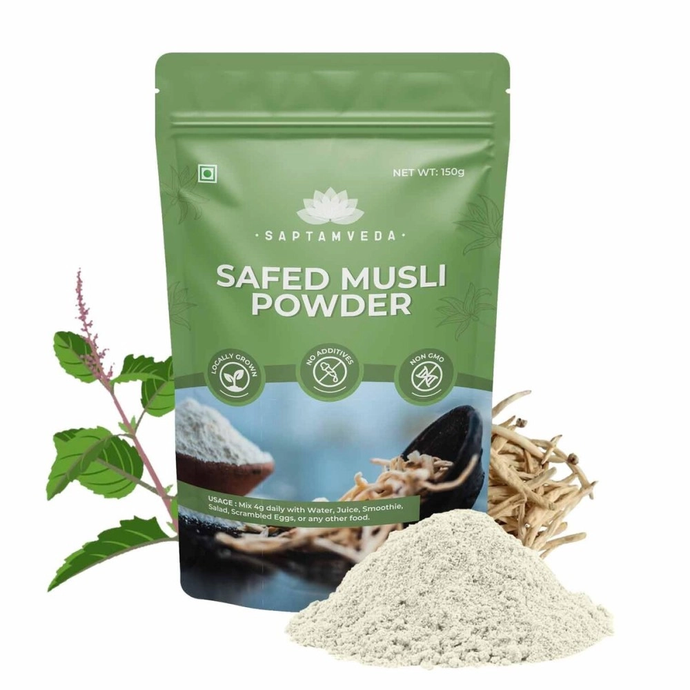 SAPTAMVEDA Premium Safed Musli Powder, 150 Gm (Pack of 1)