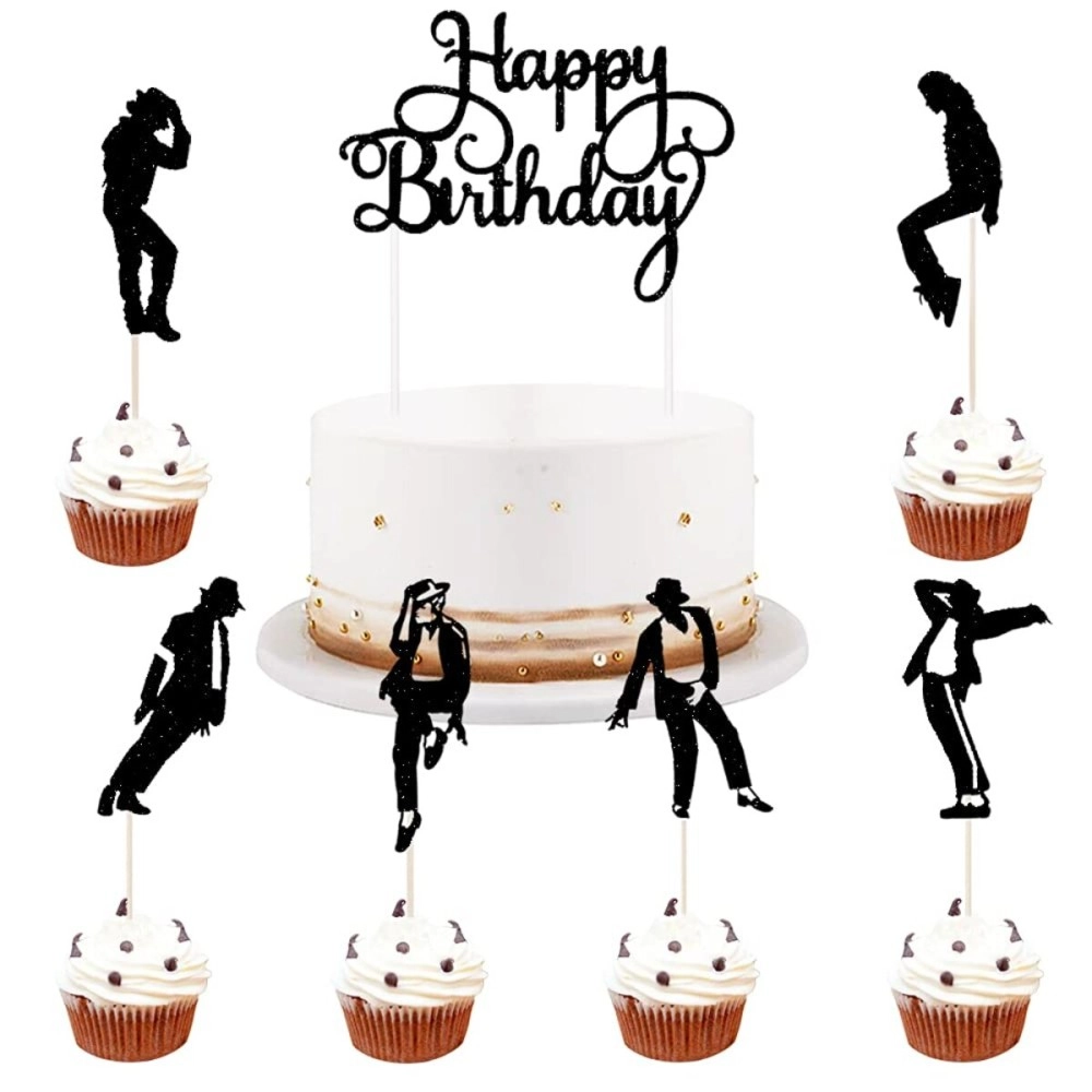 Festiko Dance King Happy Birthday Cake Topper Forever God Art Dance Theme Birthday Cake Topper Birthday Party Cake Decorations (7pcs)