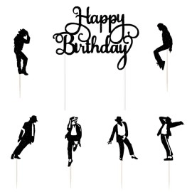 Festiko Dance King Happy Birthday Cake Topper Forever God Art Dance Theme Birthday Cake Topper Birthday Party Cake Decorations (7pcs)