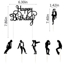Festiko Dance King Happy Birthday Cake Topper Forever God Art Dance Theme Birthday Cake Topper Birthday Party Cake Decorations (7pcs)
