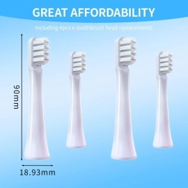 HANNEA MI Toothbrush Head T100 Replacement Brush Heads For Adults Compatible With Electric Toothbrush Heads of MI T100 Pack of 4