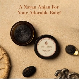 Baby Forest Nayan Anjan Baby Kajal | with Ayurvedic Essential Oils & Nuts | Natural Eye Kajal for Newborns & Infants | Soothes & Nourishes Baby Eyes | 100% Organic, Vegan, Cruelty-Free | 5g Pack of 1
