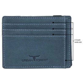 URBAN FOREST Vintage Blue Leather Magic Wallet for Men