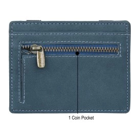URBAN FOREST Vintage Blue Leather Magic Wallet for Men